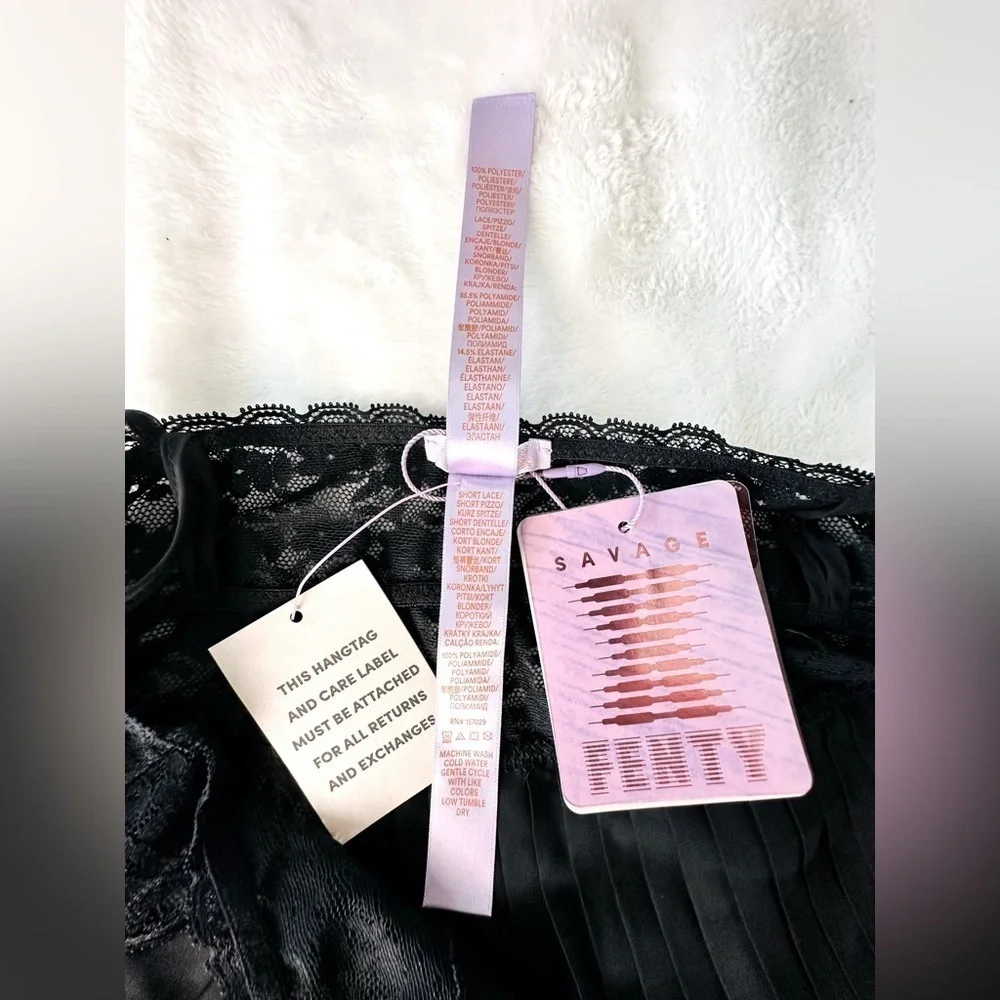 Savage X FENTY Black Lace Baby Doll Lingerie Size Large